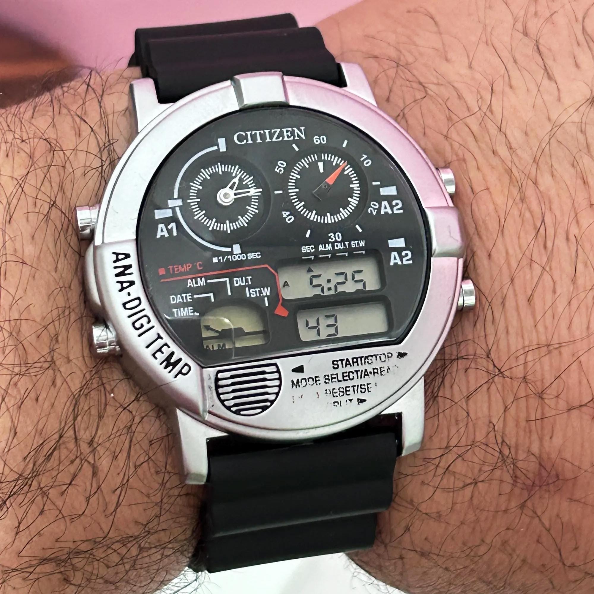 RARE Citizen Ana Digi Temp Quartz Digital Men's Watch Excellent