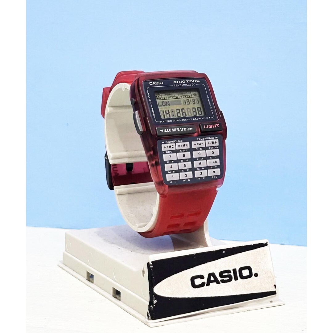RARE RED Vintage Casio DBC-63 Dino Zone 1990s Databank Calculator
