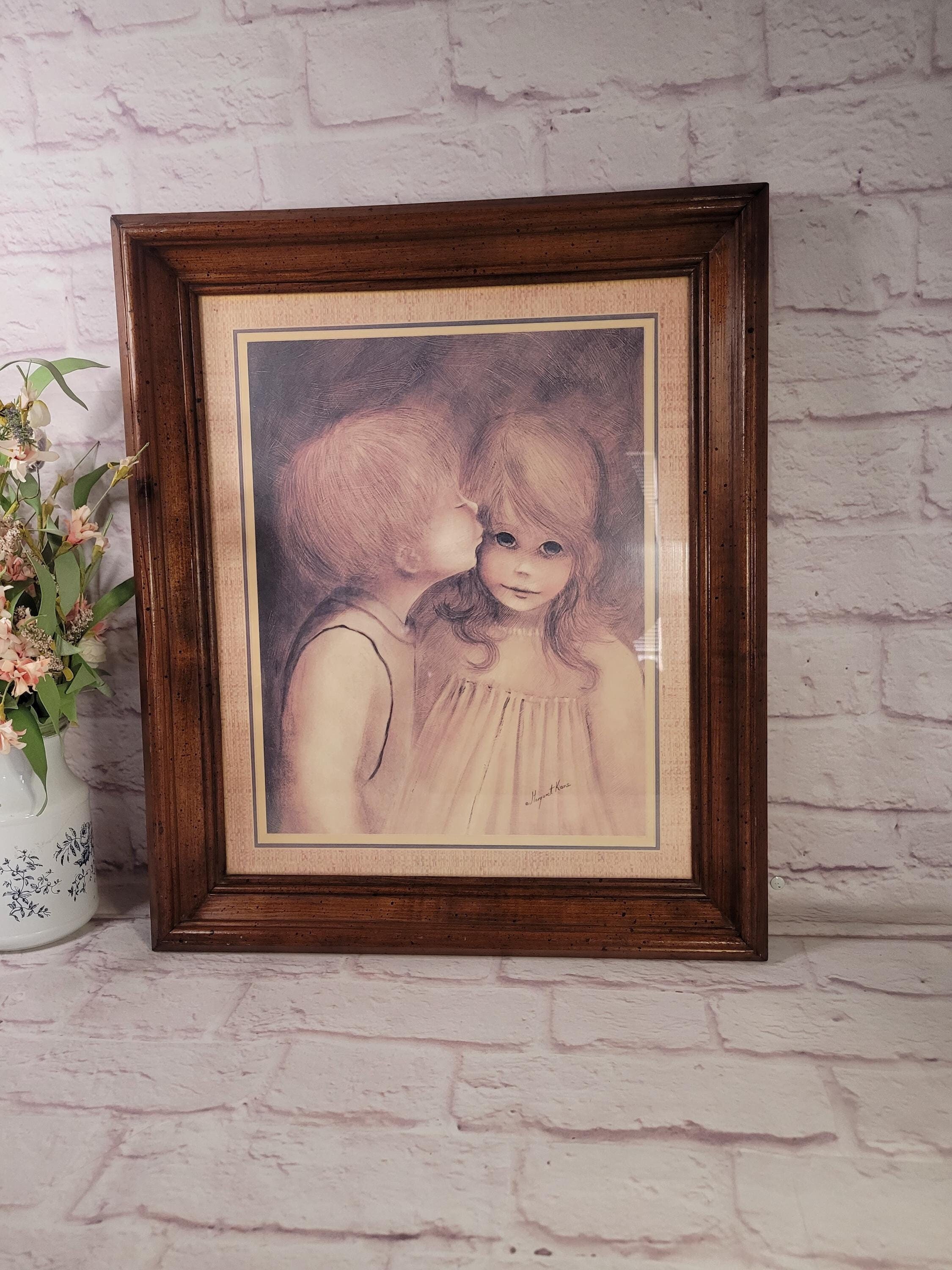 Margaret Keane 70s ヴィンテージ ポスター 額付「ALONE」 Margaret