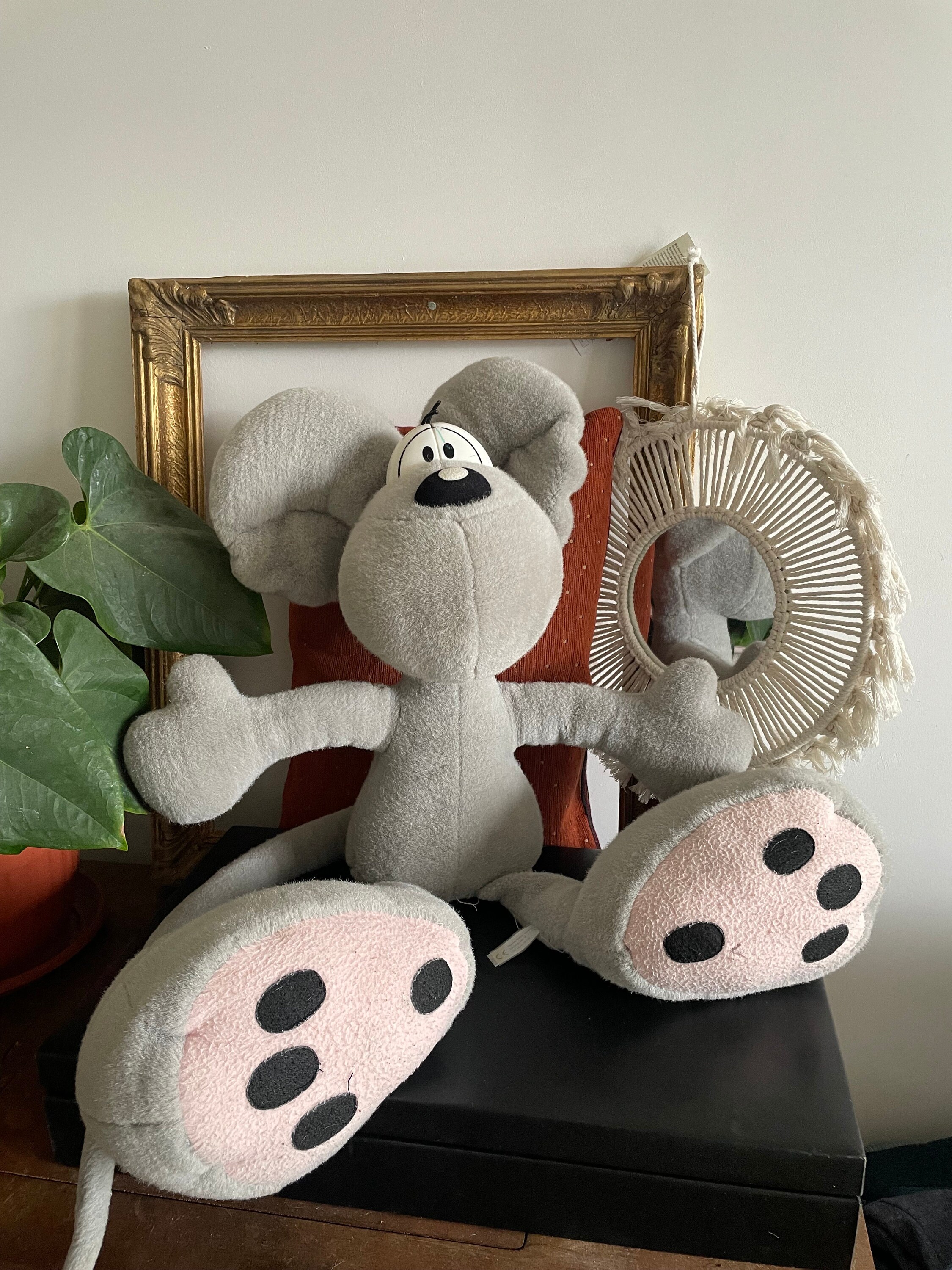 RARE Diddl Thomas Goletz Gray Mouse Extra Large 70cm / 27” Stuffed