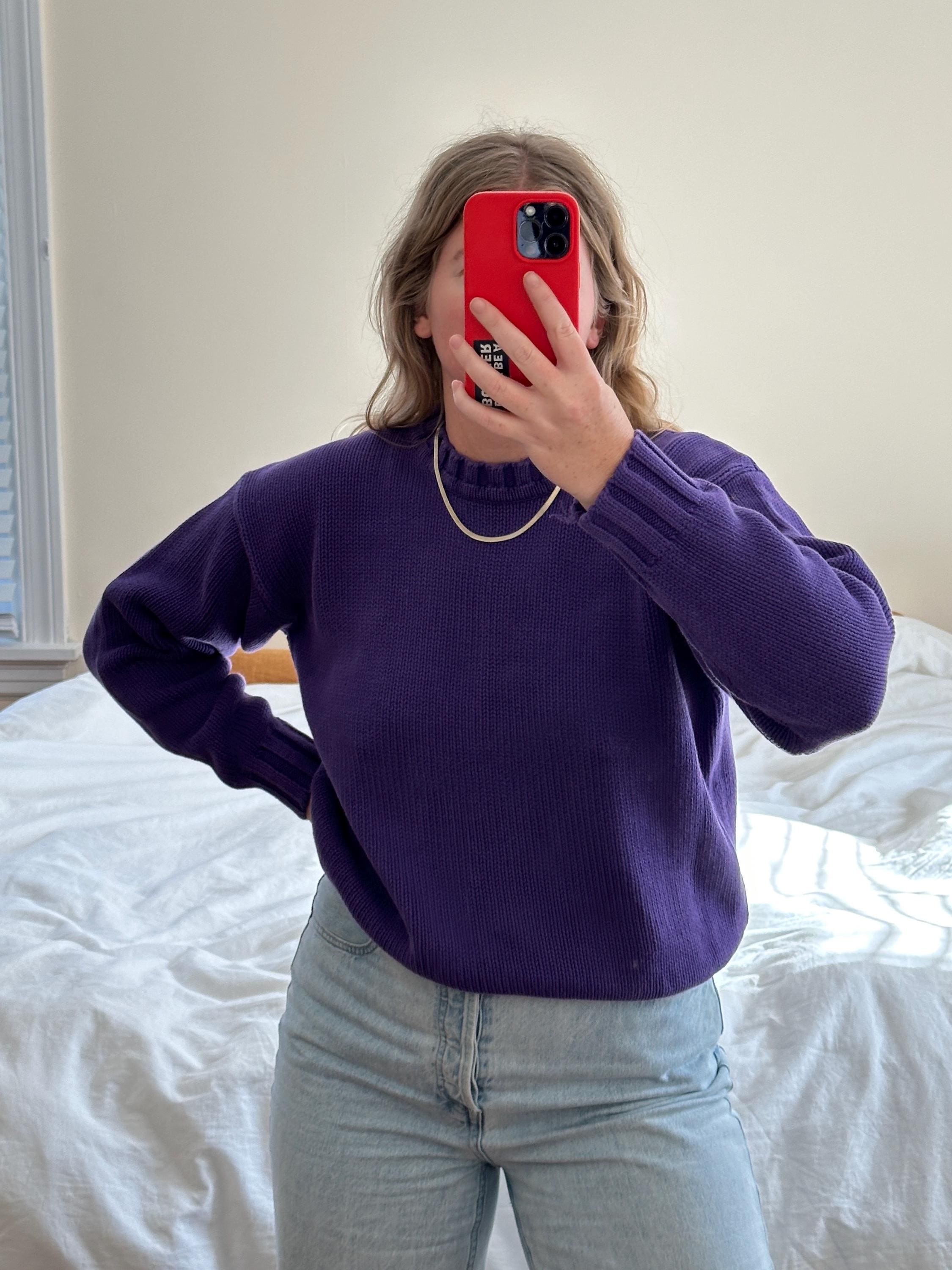 Vintage Gap Purple Cotton Sweater: 90s Ribbed Knit - Etsy