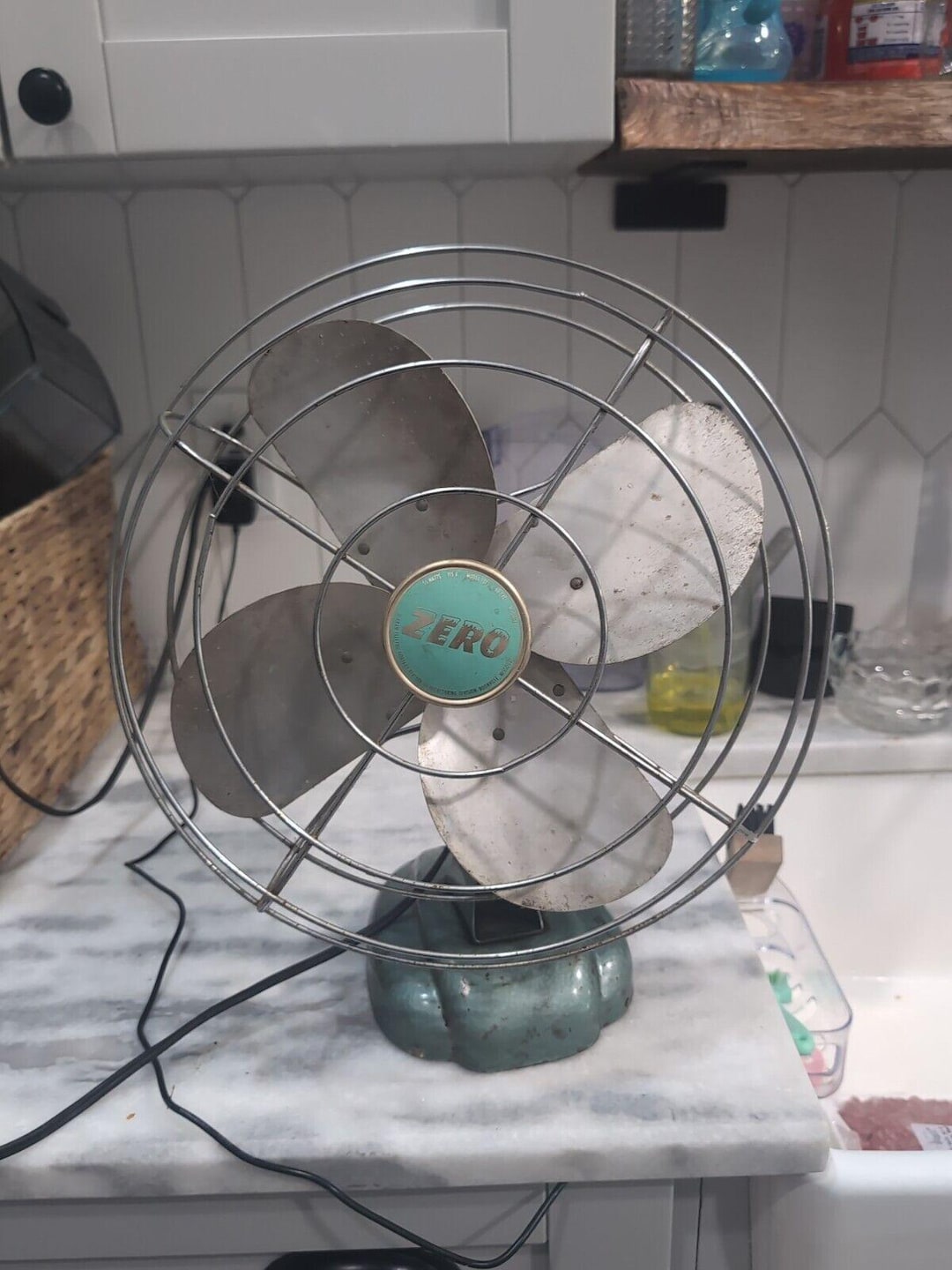 Mcgraw Zero Electric Desk Cage Fan 1275, Four Blade, Vintage Art