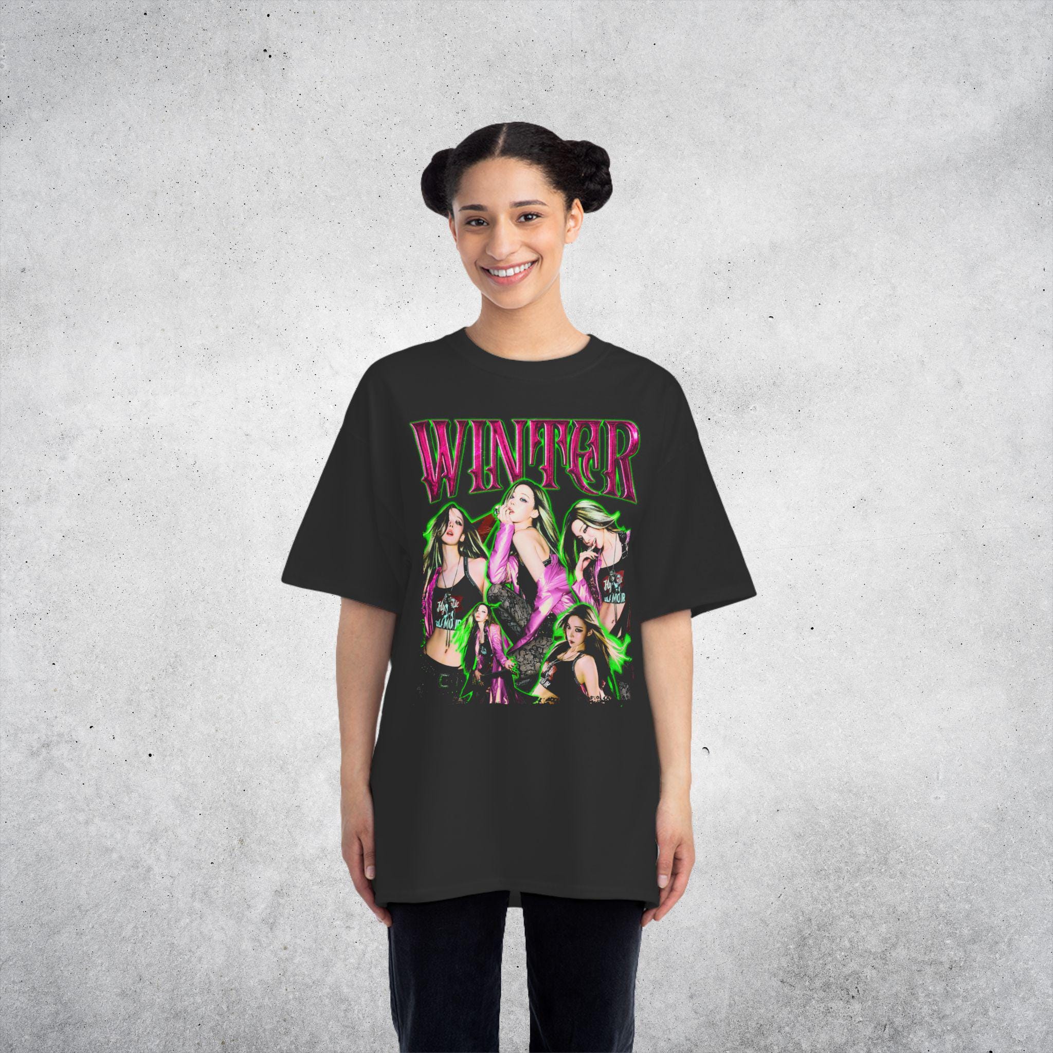 Aespa Winter Rich Man ヴィンテージ ブートレッグ Tシャツ：特大 Kpop