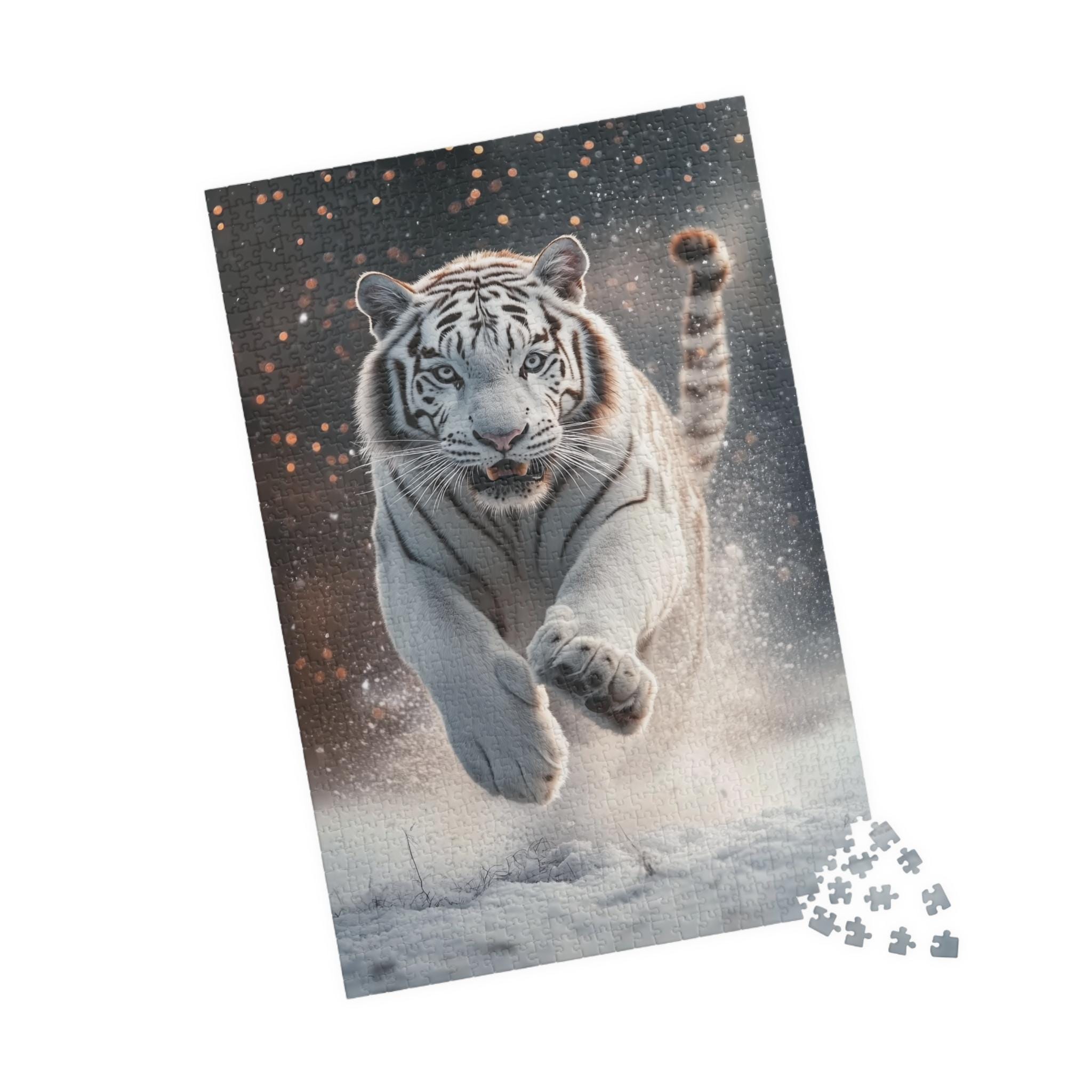 マジェスティックホワイトタイガーパズル - 激しいランニングシベリア