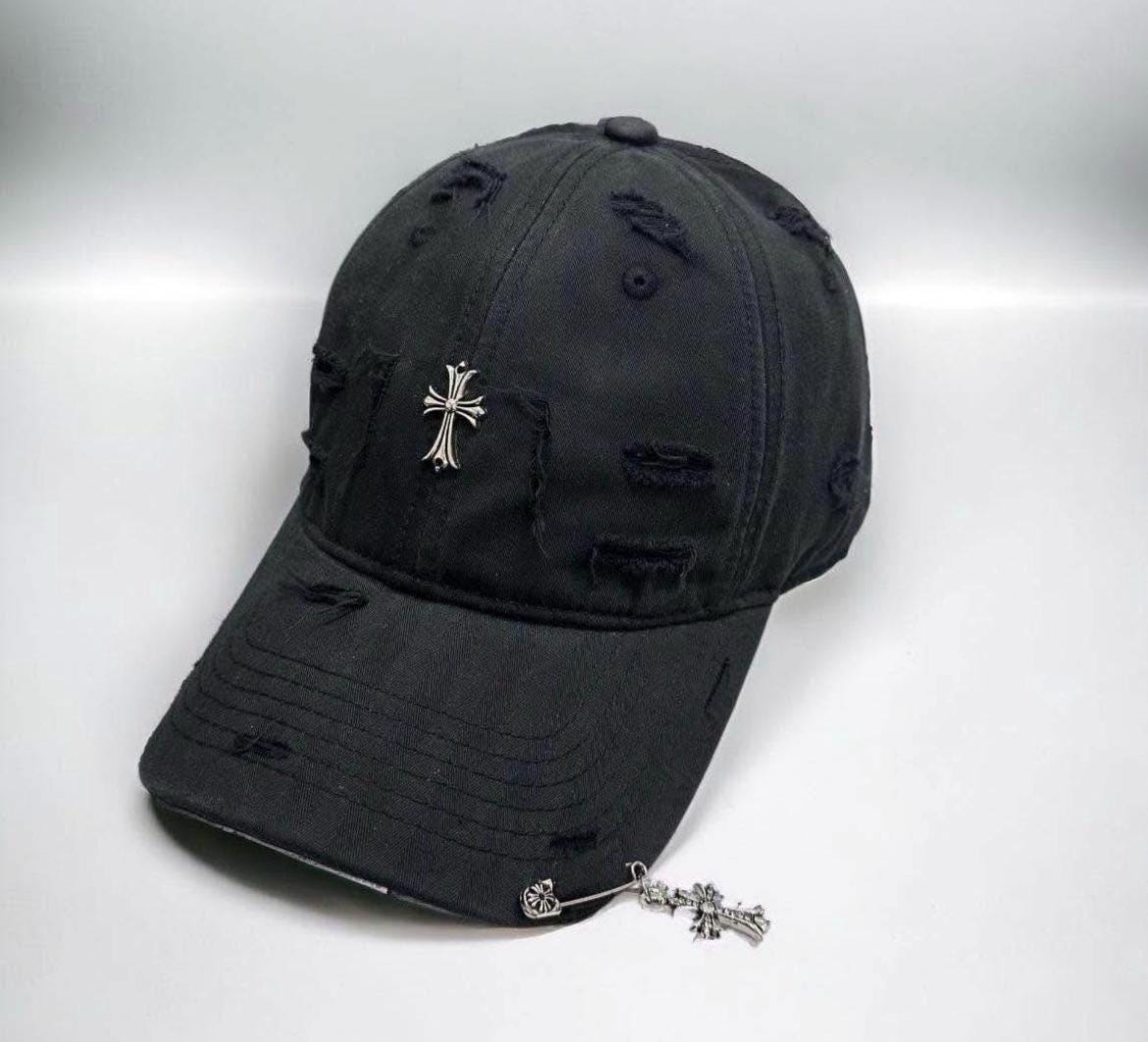 Gothic Cross Distressed Black Cap - Unisex Style - Etsy