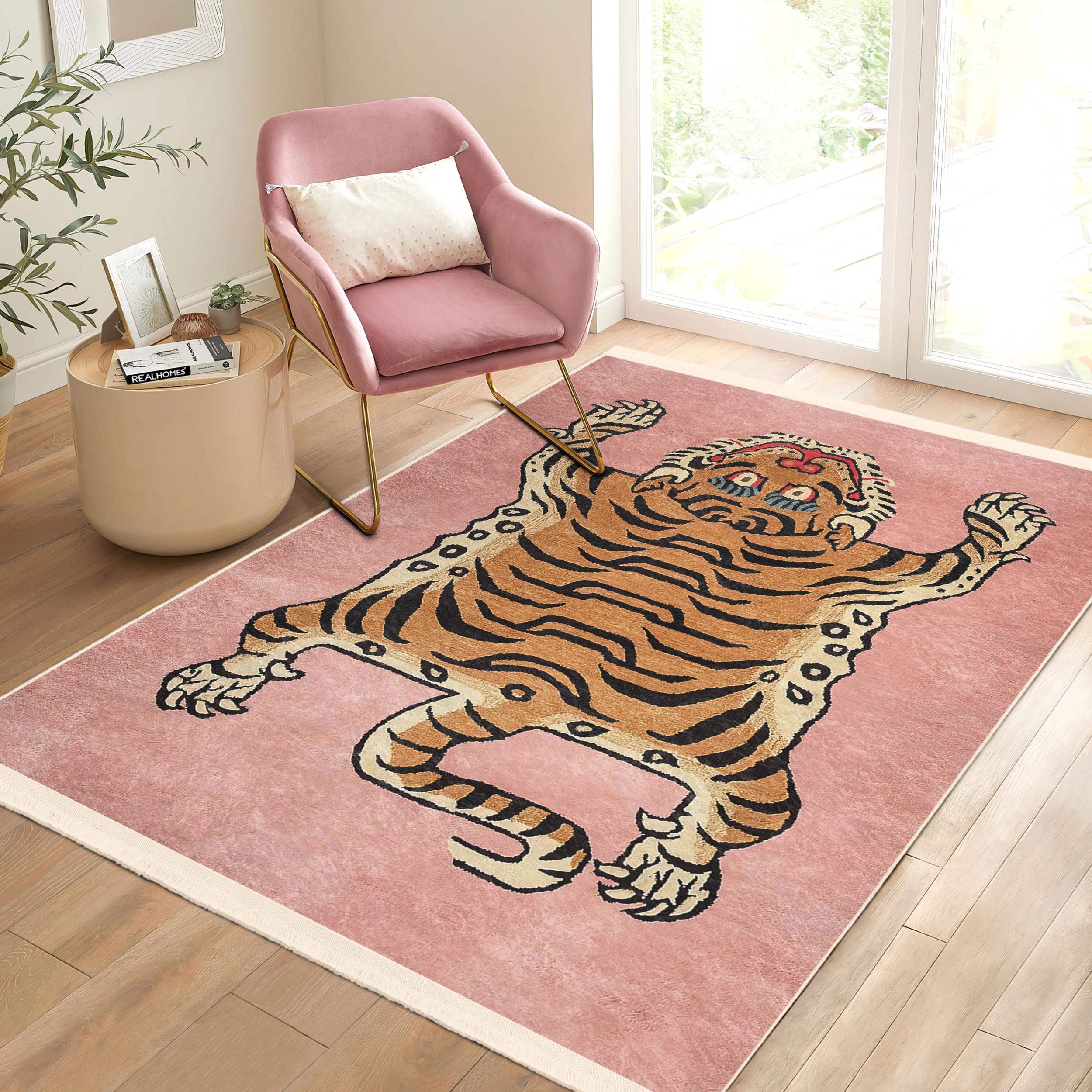 Tiger Rug|pink Rug|living Room Carpets|non-slip Rugs|washable