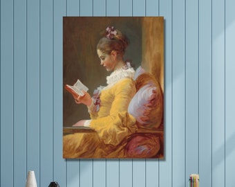 フラゴナール「読書する少女」キャンバスプリント：ジャン・オノレ