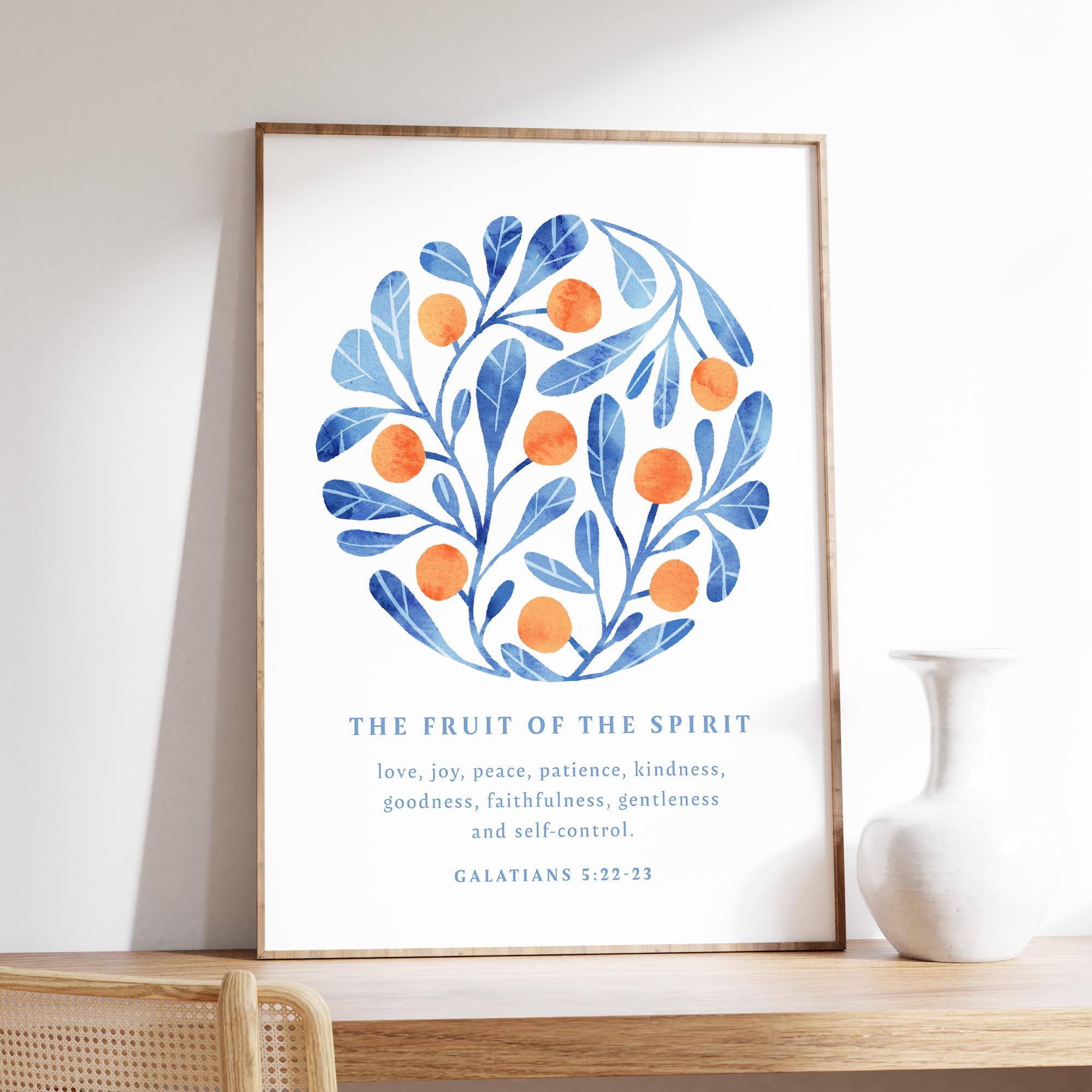ガラテヤ人への手紙 5:22-23、聖霊の果実の壁アート、愛と喜びと平和