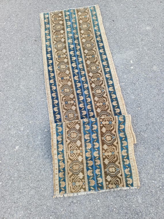 ヴィンテージトルコランナーラグ：パッチワーク廊下敷きラグ（1.11x6.8