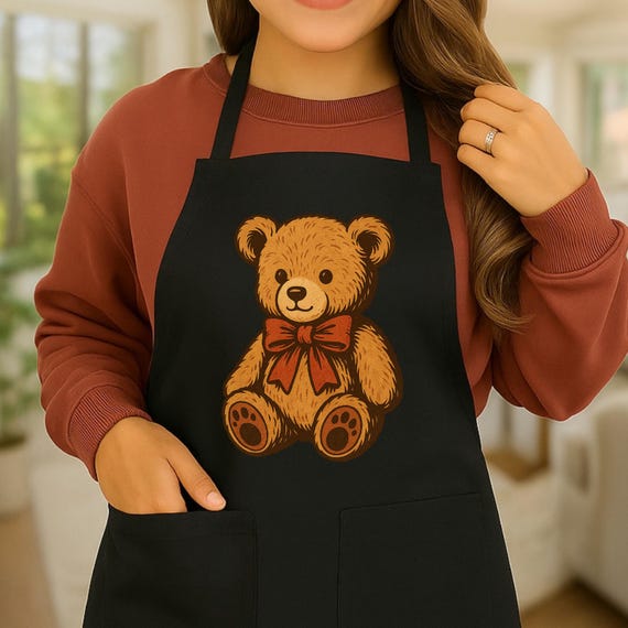 ヴィンテージのかわいいテディベアエプロン - キッチンエプロン