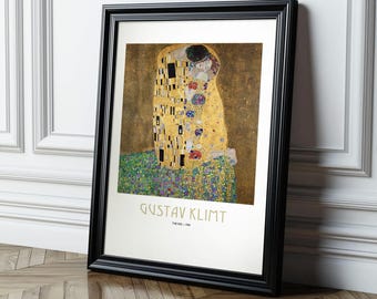 グスタフ・クリムト「接吻」プリント、美術館ポスター、有名なアート