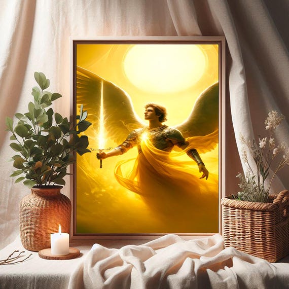 大天使ジョフィエルの黄金のオーラアート、スピリチュアルなホーム