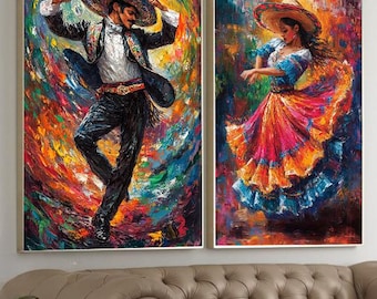 メキシコのダンスアート メキシコのフォークダンス キャンバス壁アート