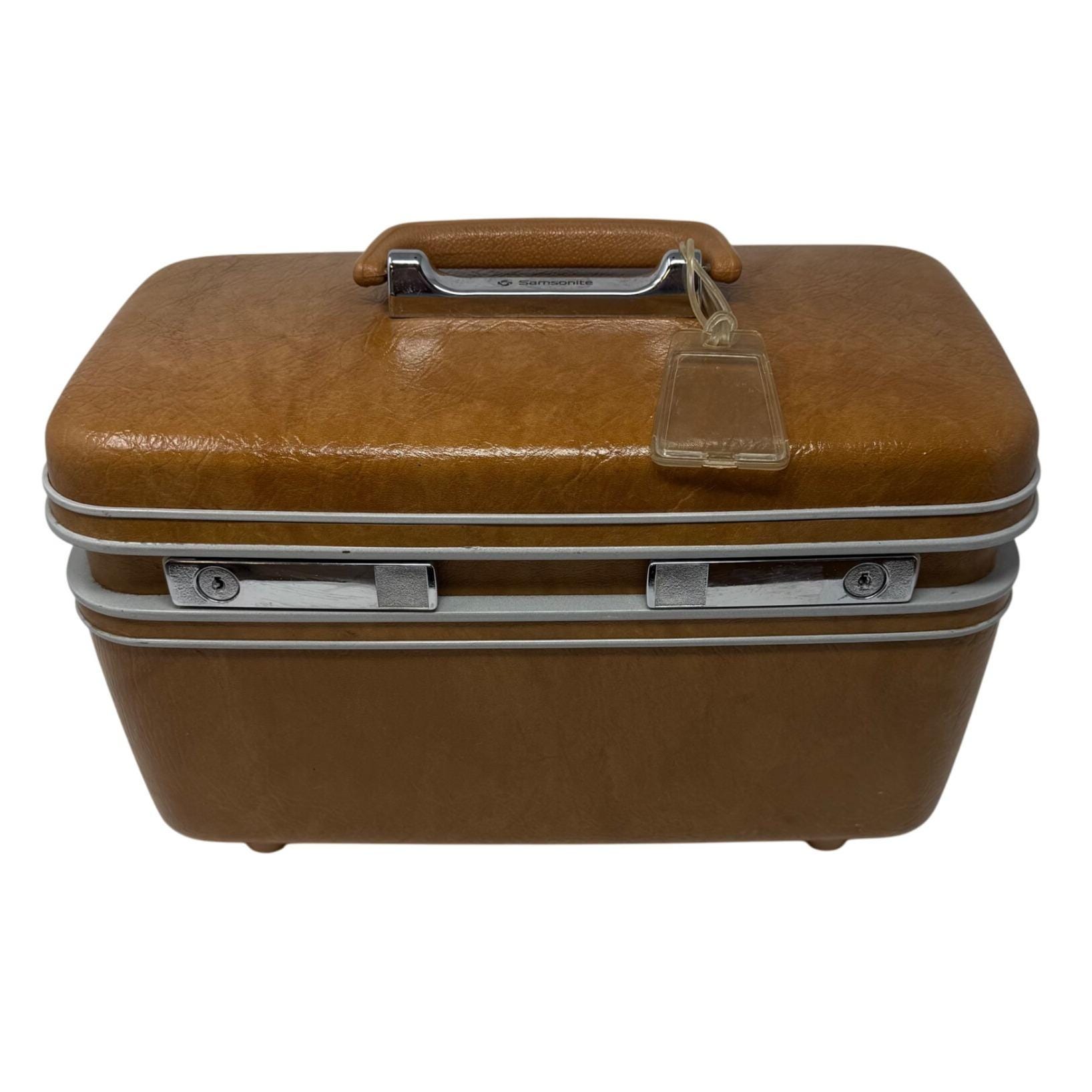Vintage Samsonite Train Case – Brown Hard Shell Makeup Travel