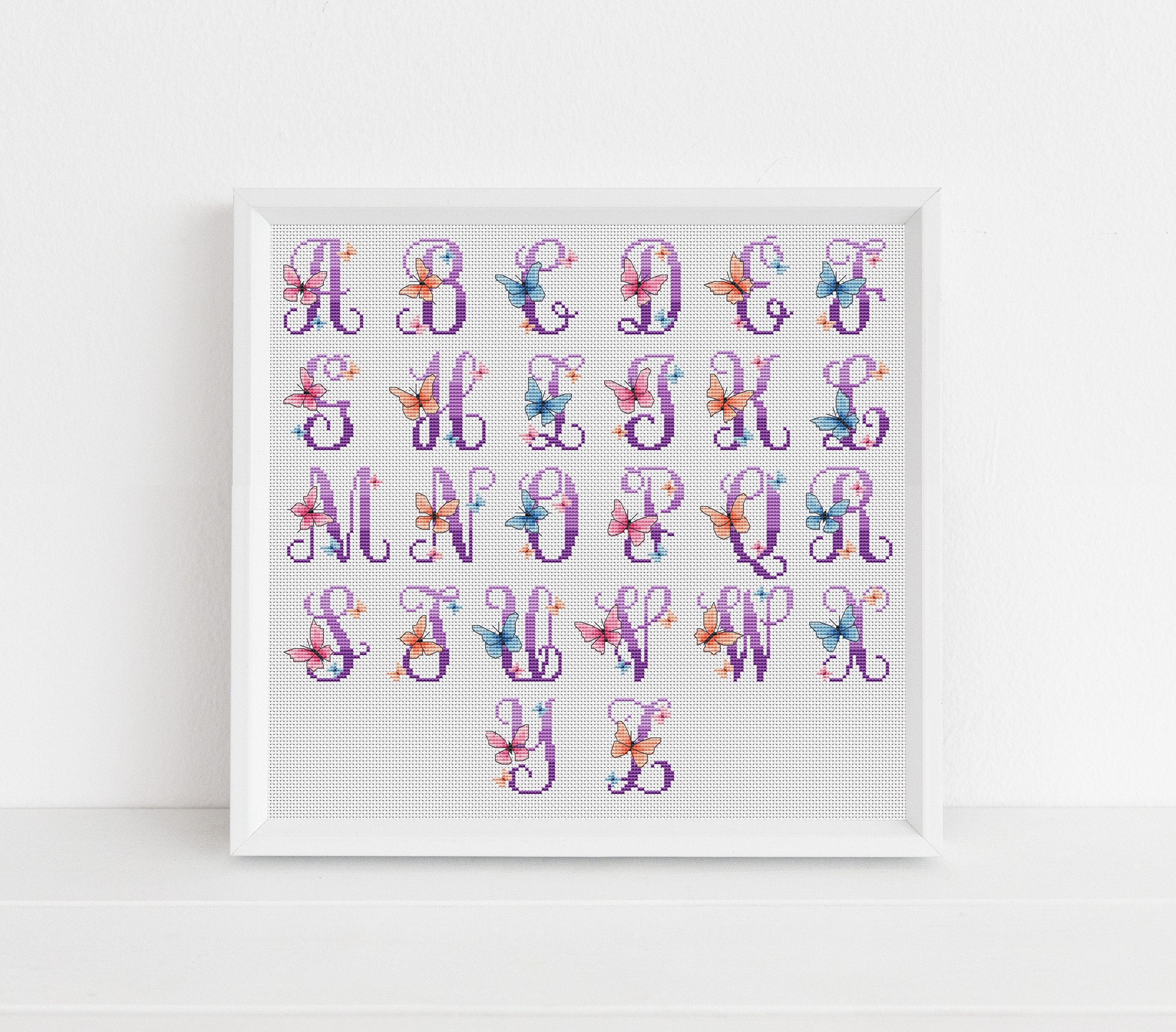 Butterflies Alphabet and Numbers Cross Stitch Pattern by Lucie
