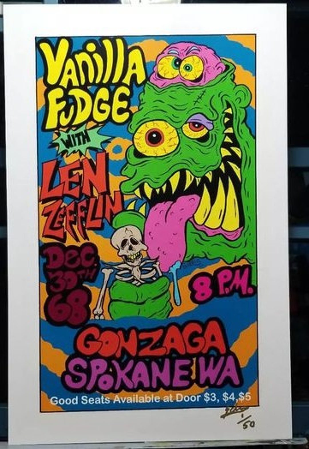 Monster Art Print Poster Led Zeppelin Len Zeppelin Vanilla Fudge