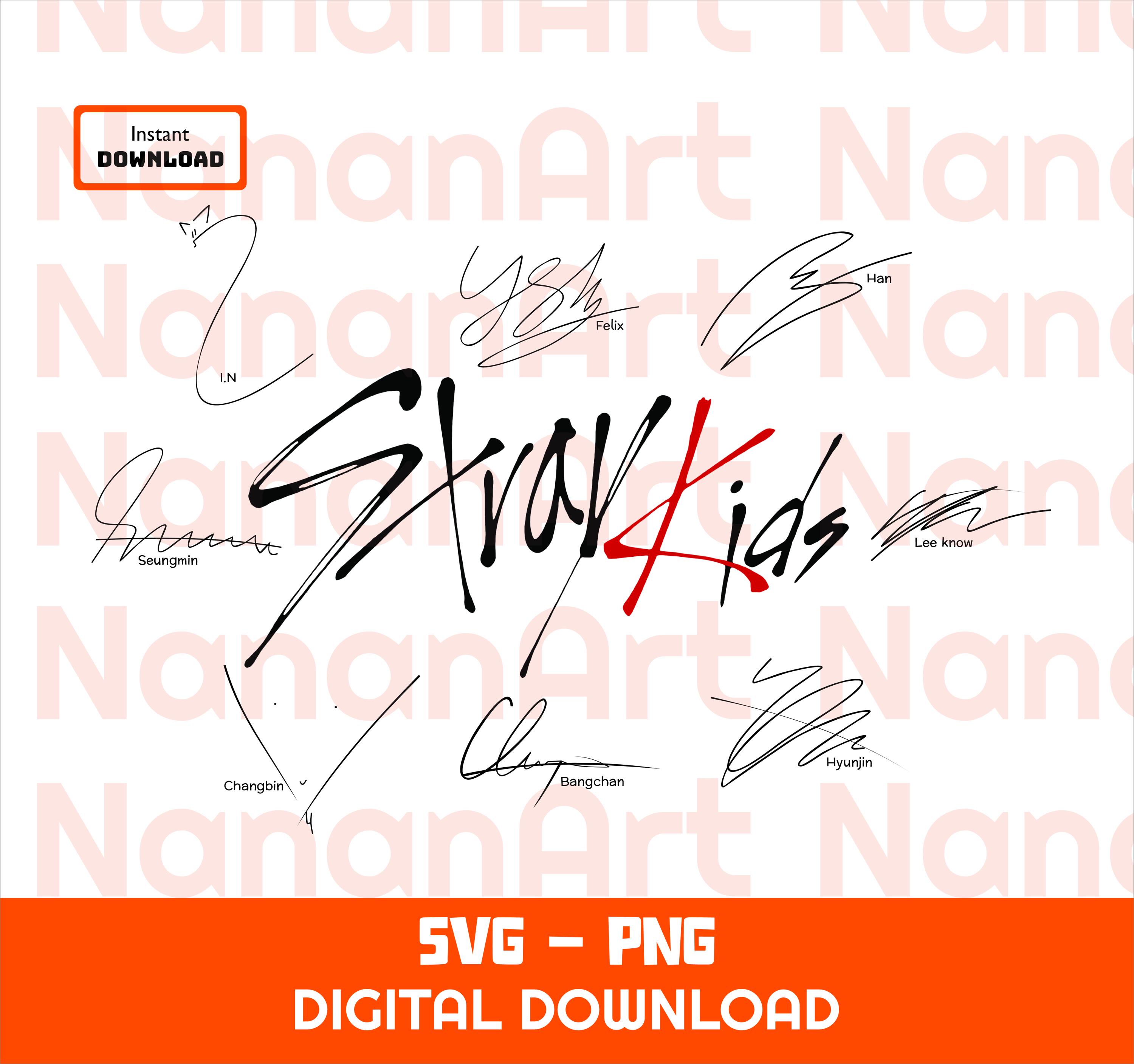 Stray Kids Signature SVG PNG Bundle | Kpop Digital Download | SKZ