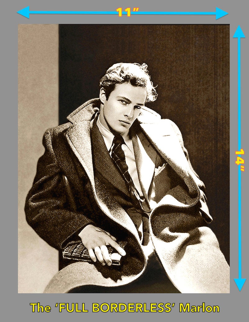 マーロン・ブランドのポートレートプリント：セピアトーン、オーバー