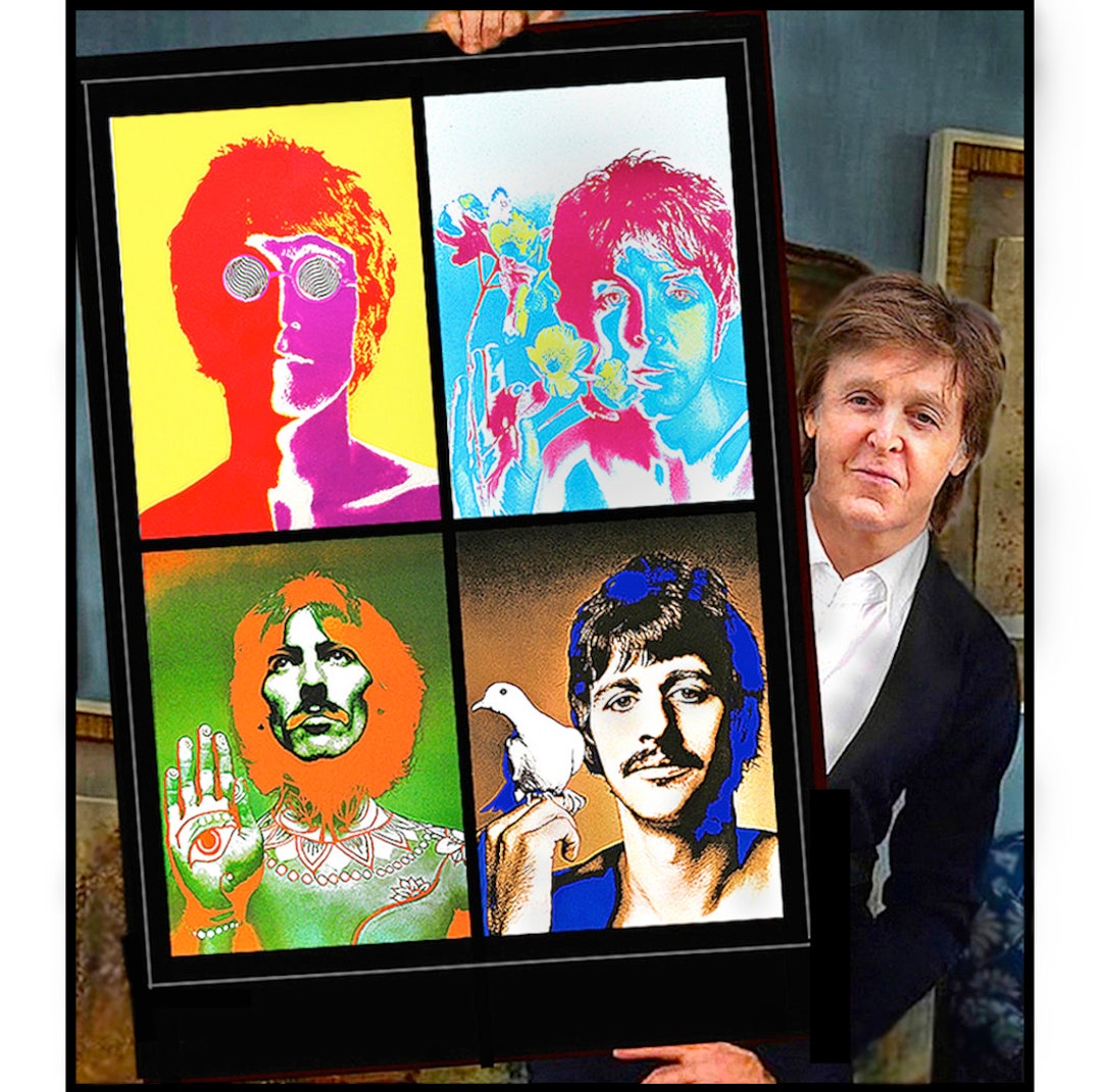ビートルズのサイケデリックなポートレート • 1 枚のポスターにまとめ