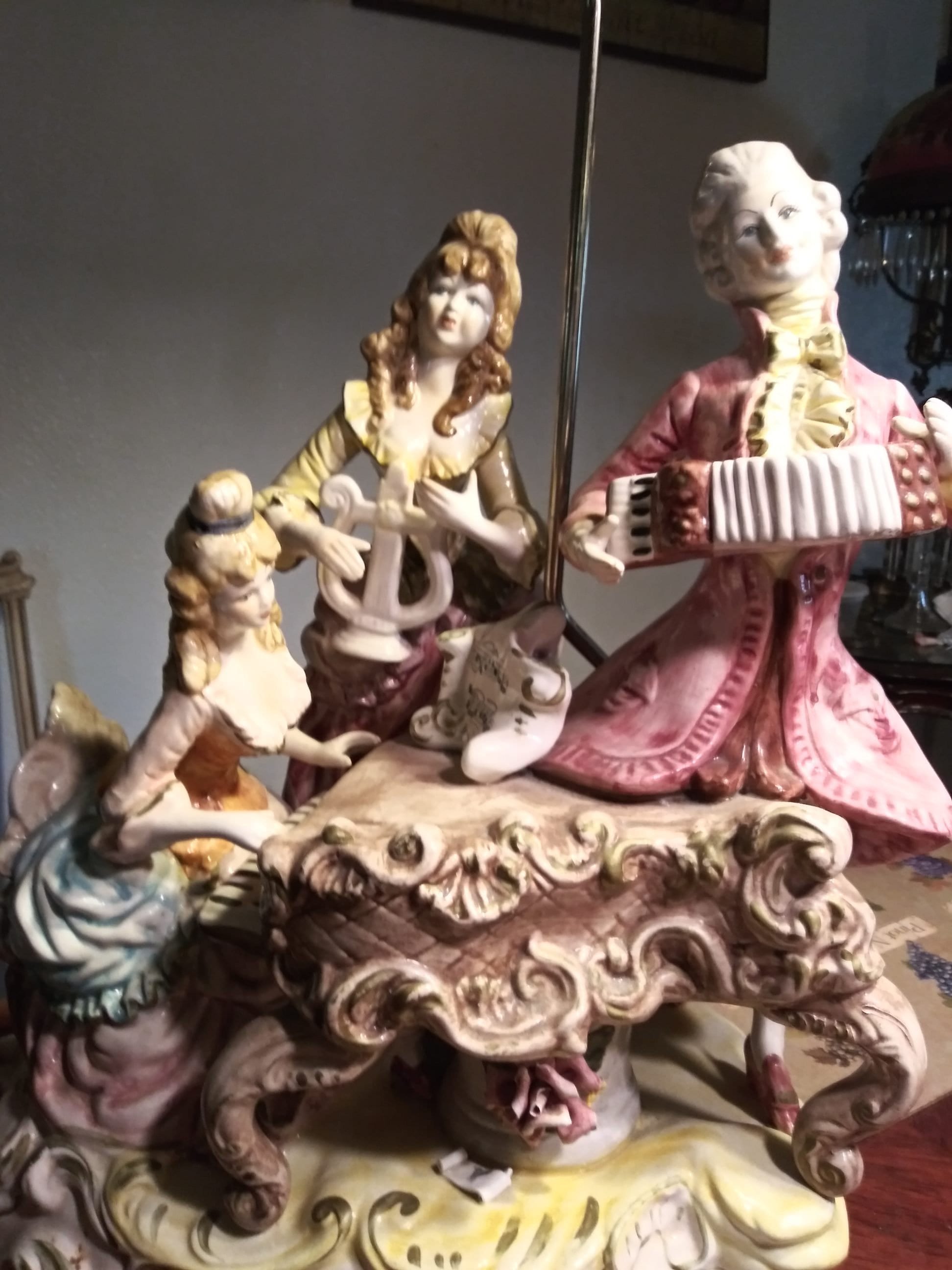 Azzolin Brothers Capodimonte Lamp!! Figural Musicians Trio XLG - Etsy