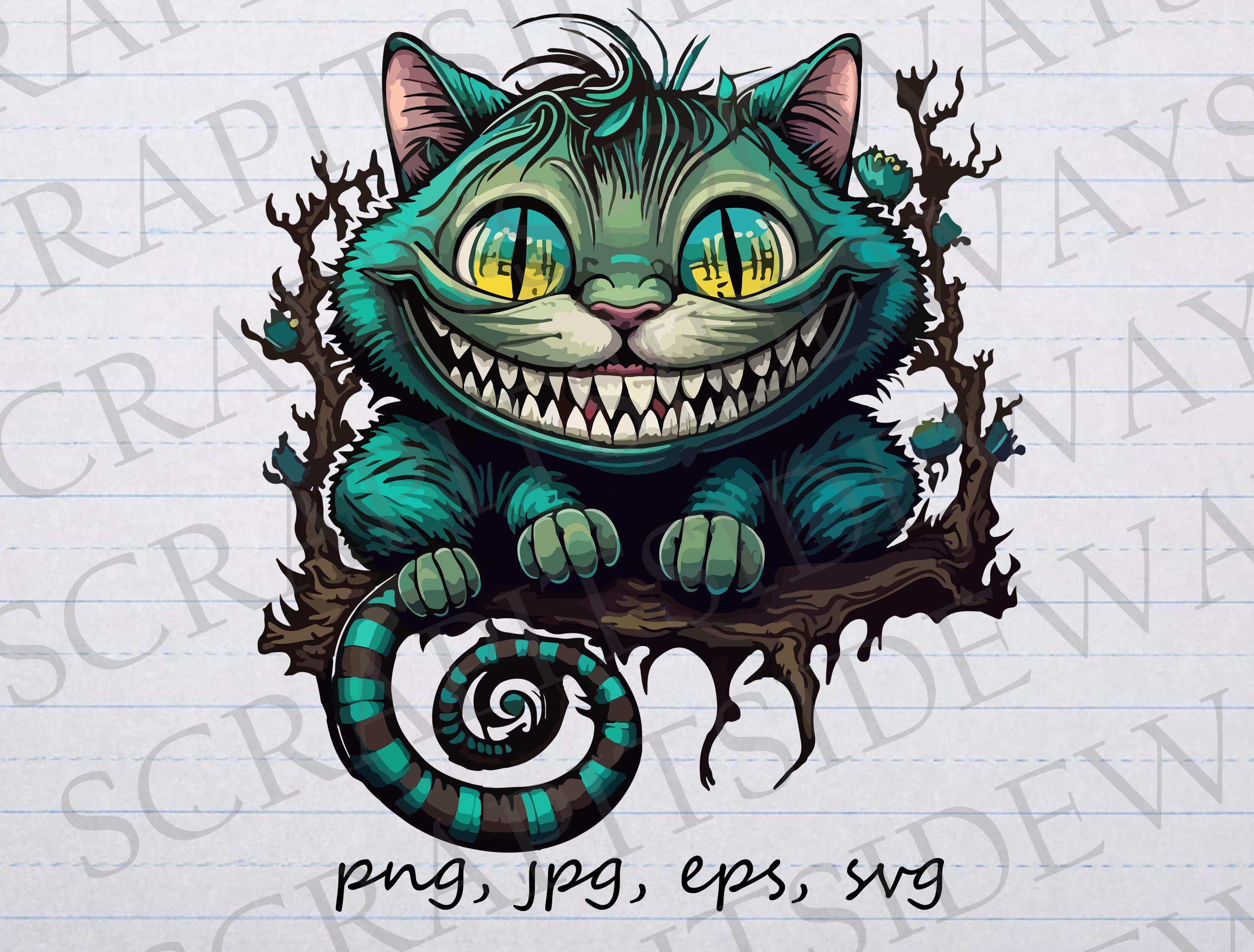 Cheshire Cat Clipart Vector Graphic Svg Png Jpg Eps Alice in