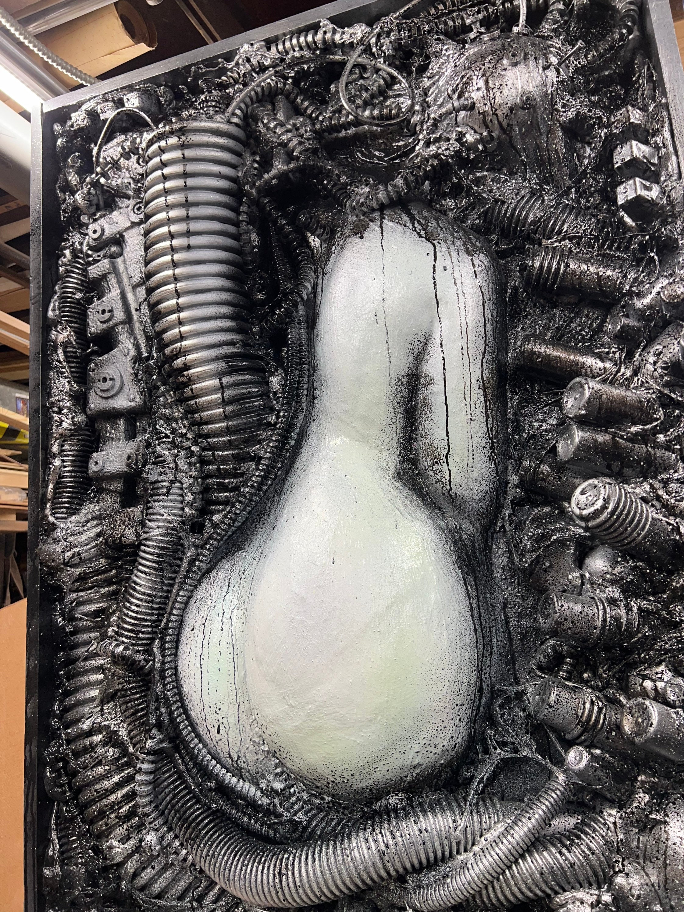 Biomechanical Xenomorph Sculpture: HR Giger Inspired Dark Art