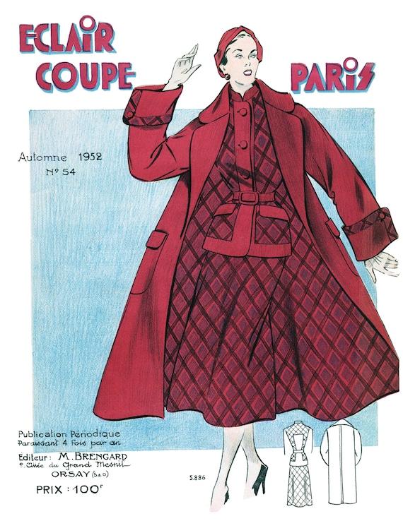 NEW! 1952 Fall Issue #54 - French Fashion Pattern Book Eclair