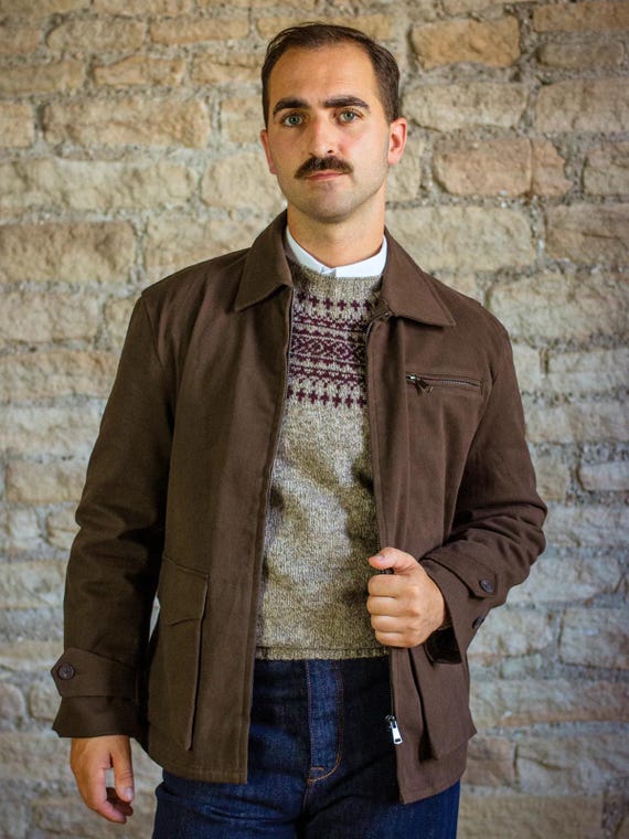 Mens Gabardine Racer Jacket - 1930s 1940s Vintage Style - Brown - Etsy