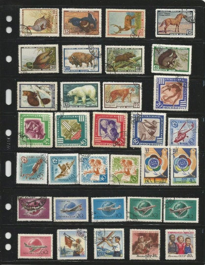 整理された950枚の切手コレクションロット。主に使用された