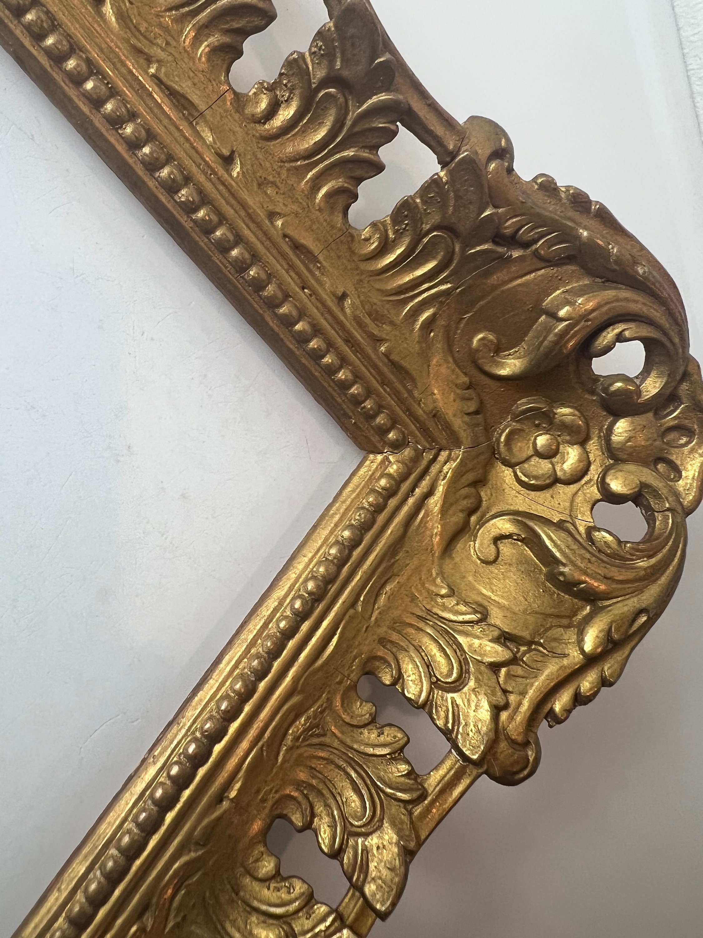 Antique Ornate Gold Frame 7x10 | Plaster & Wood Rococo Style Empty