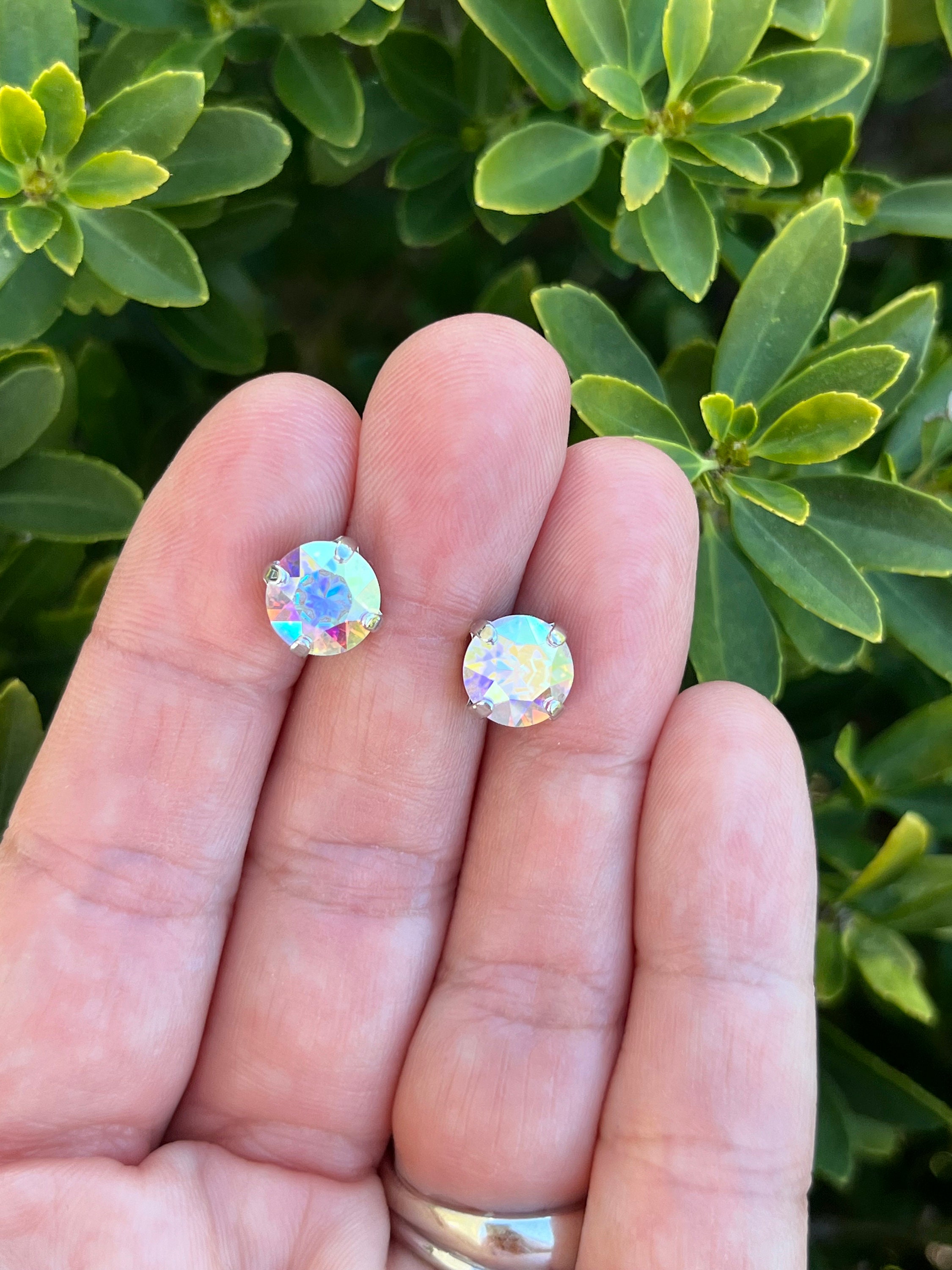 AB Iridescent Aurora Borealis 8mm Genuine Austrian Crystal Stud