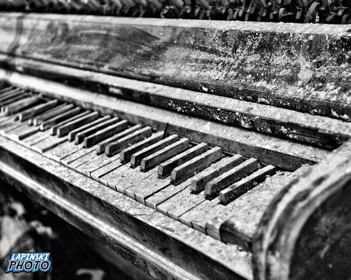 Dusty Piano Keys Photograph, Black and White Photography, Wall Art