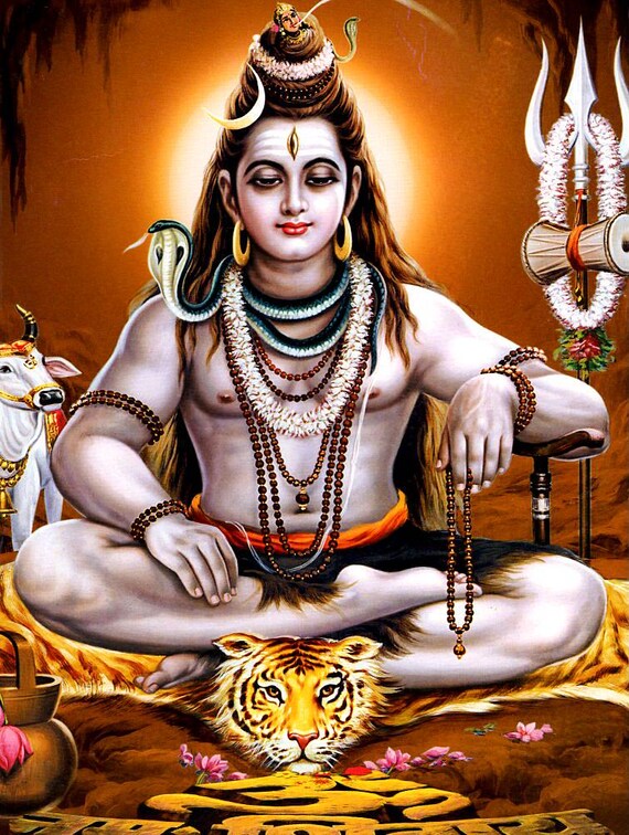 シヴァ…ビンテージスタイルのインドのヒンドゥー教の信仰のポスター