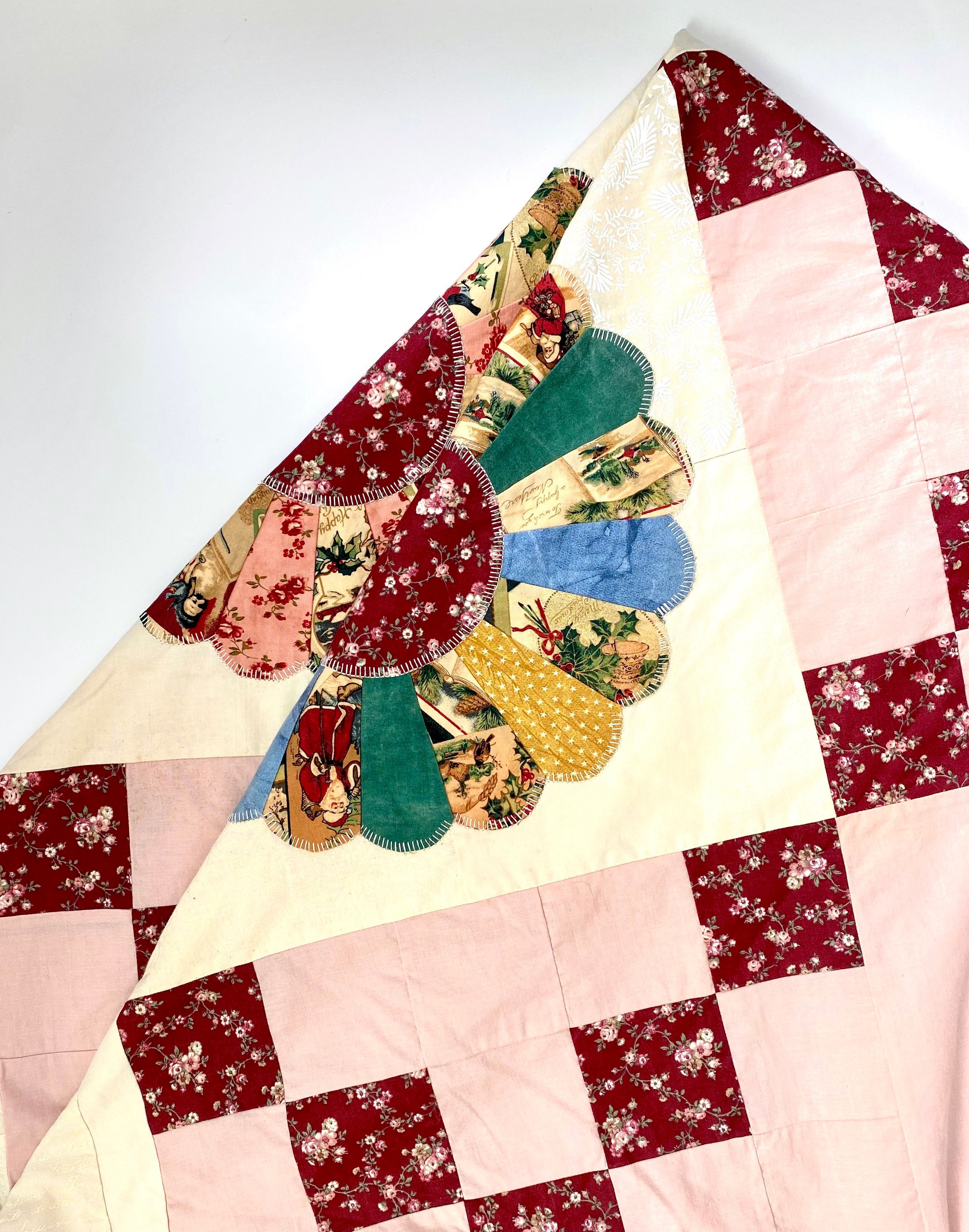 ヴィンテージ ドレスデン プレート キルト 花柄 パッチワーク