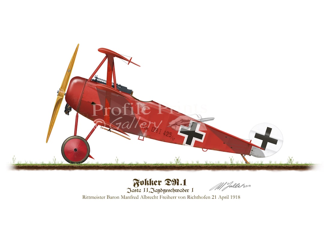 レッドバロン フォッカー DR1 飛行機プリント: マンフレッド フォン