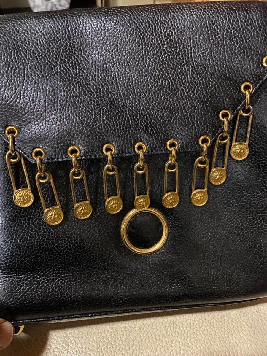 NEW VINTAGE GIANNI VERSACE SAFETY PIN LEATHER BAG PURSE | eBay
