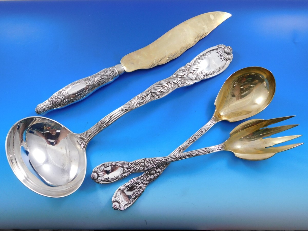 Chrysanthemum Tiffany Sterling Silver Flatware Set Service 255 pcs