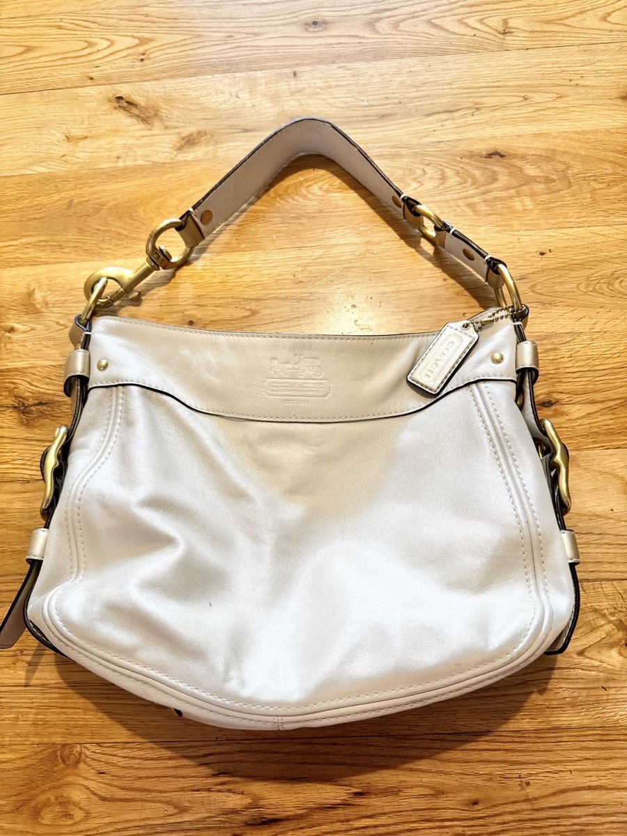 Coach White Leather Gold Hardware Zoe Shoulder Bag | eBay