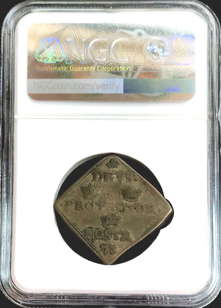 1572 SILVER SWEDEN KLIPPE 4 MARK JOHN III SIEGE COIN NGC VERY FINE