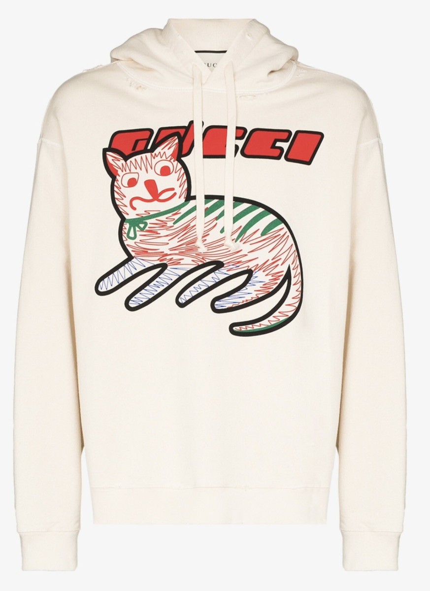 Gucci Cat Logo Print Sweat Hoodie Size Medium 100% Authentic | eBay