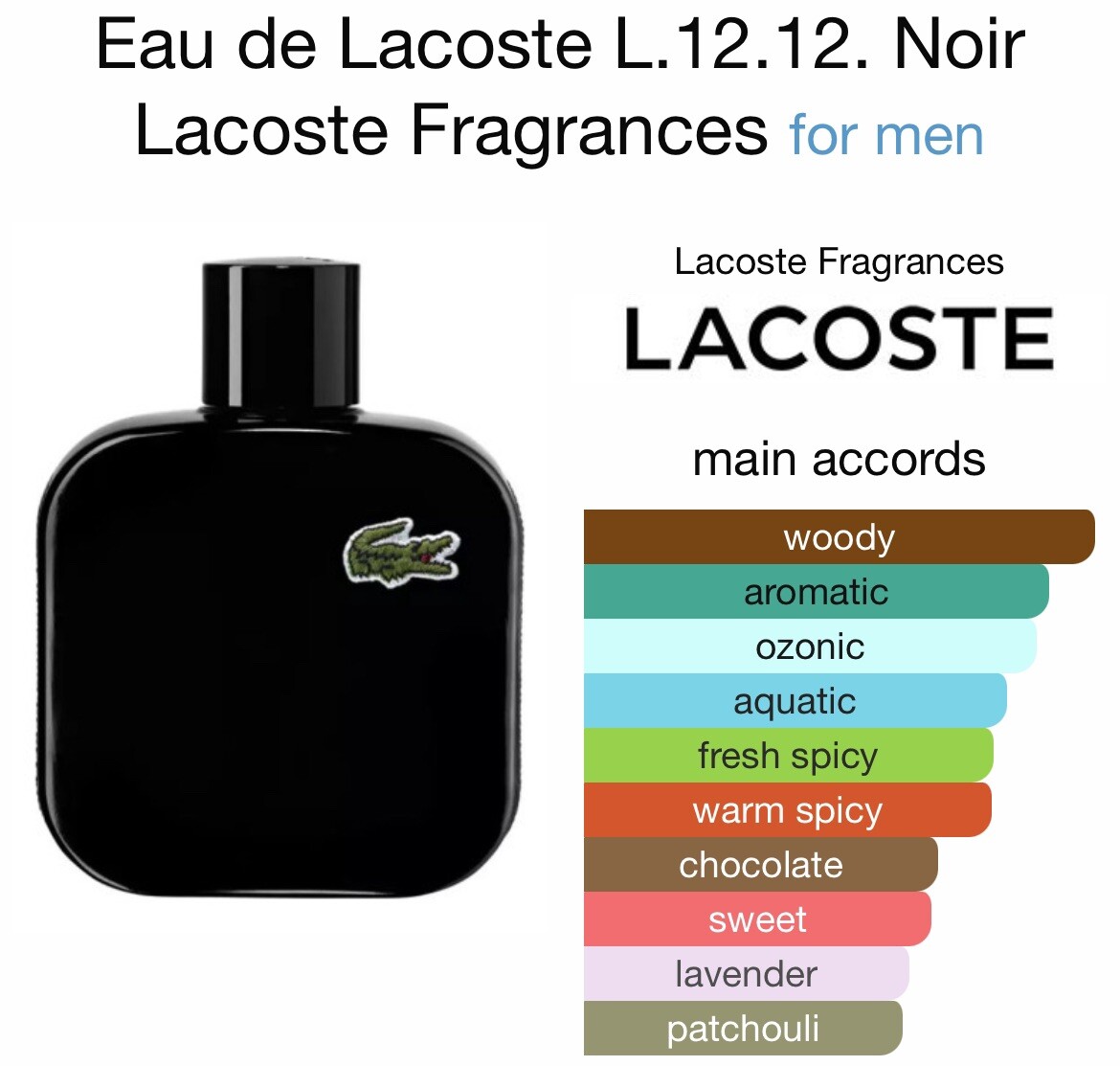 Lacoste Eau de Lacoste L.12.12 Noir Intense For Him EDT 3.3 Oz