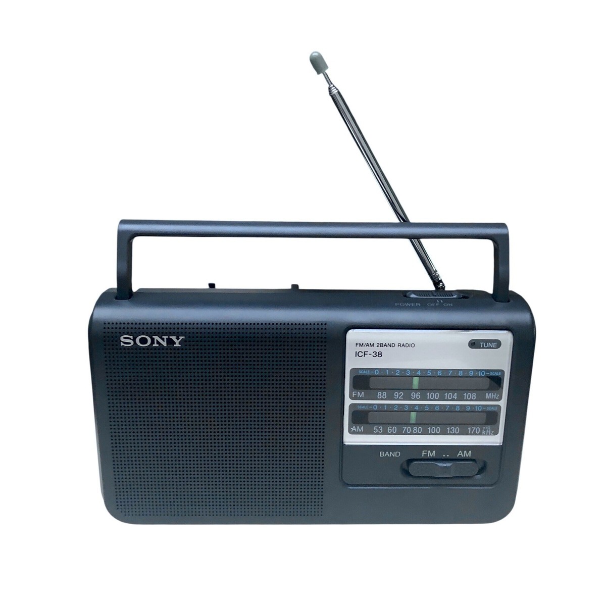 VINTAGE SONY ICF-38 PORTABLE AM/FM RADIO - Black w Manual - CLEAN