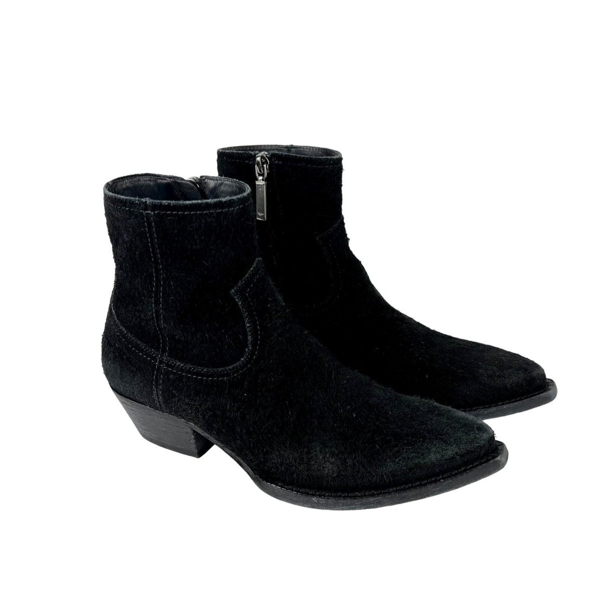 Saint Laurent YSL Lukas Womens Ankle Boots Black Suede Western