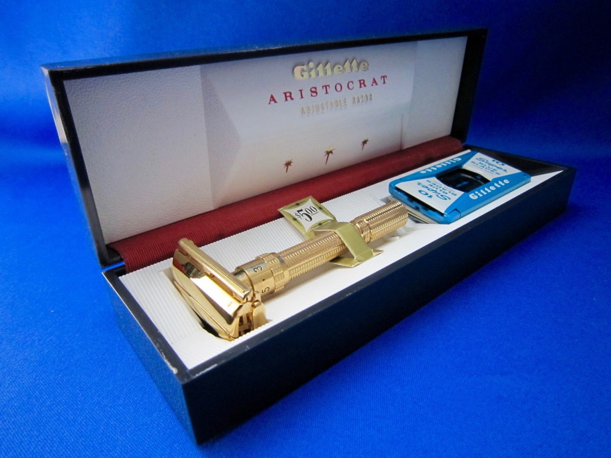 Gillette ARISTOCRAT Adjustable Gold Plated TTO Razor 1963 Made In