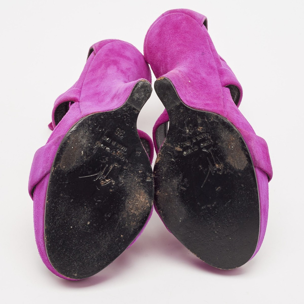 Giuseppe Zanotti Pink Suede Platform Heel Less Wedge Sandals Size