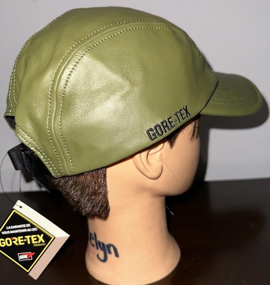 New SUPREME Green Olive Goretex Leather Camp Cap SS22 NWT Rare