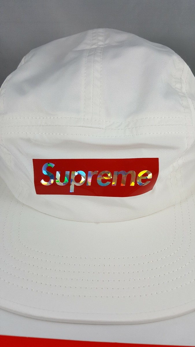 Supreme Holographic Logo Camp Cap Hat White Red Box Logo SS19 NWT