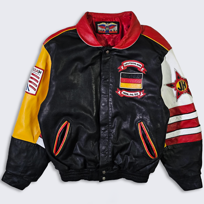 Germany Vintage 90s Jeff Hamilton World Cup Soccer Leather Jacket