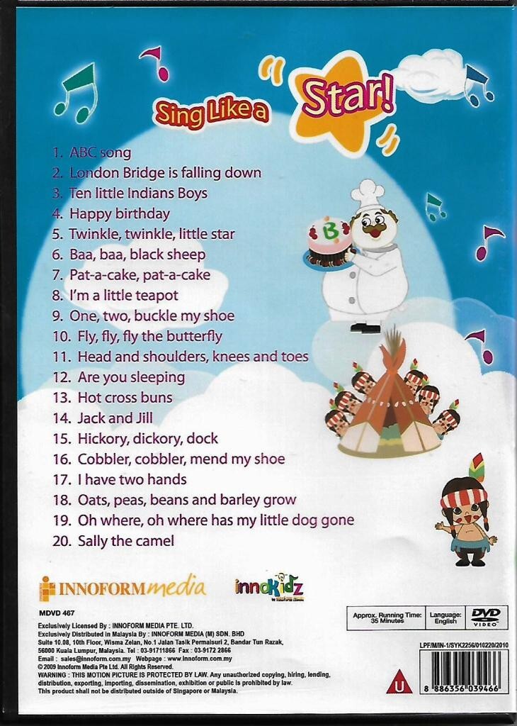 20 English Children Nursery Rhymes Sing-Along Karaoke Vol.2 DVD
