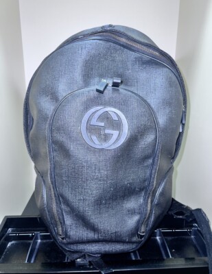 Gucci Interlocking G Backpack Coated Canvas Medium Black | eBay